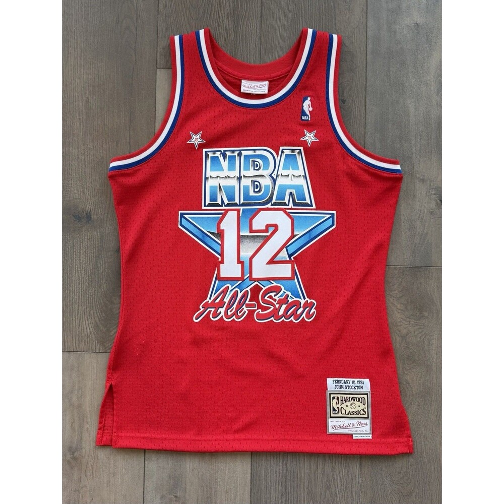 Mitchell & Ness John Stockton 1991 NBA All Star Jersey Mens Medium Red Utah Jazz